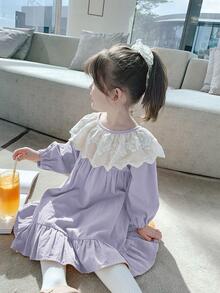 小女孩可愛甜美長袖寬鬆洋裝