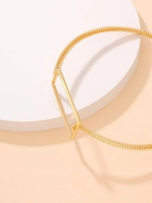 Rectangle Decor Choker - Yellow Gold - View 4
