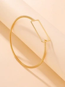 Rectangle Decor Choker - Yellow Gold - View 2