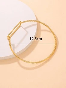Rectangle Decor Choker - Yellow Gold - View 5