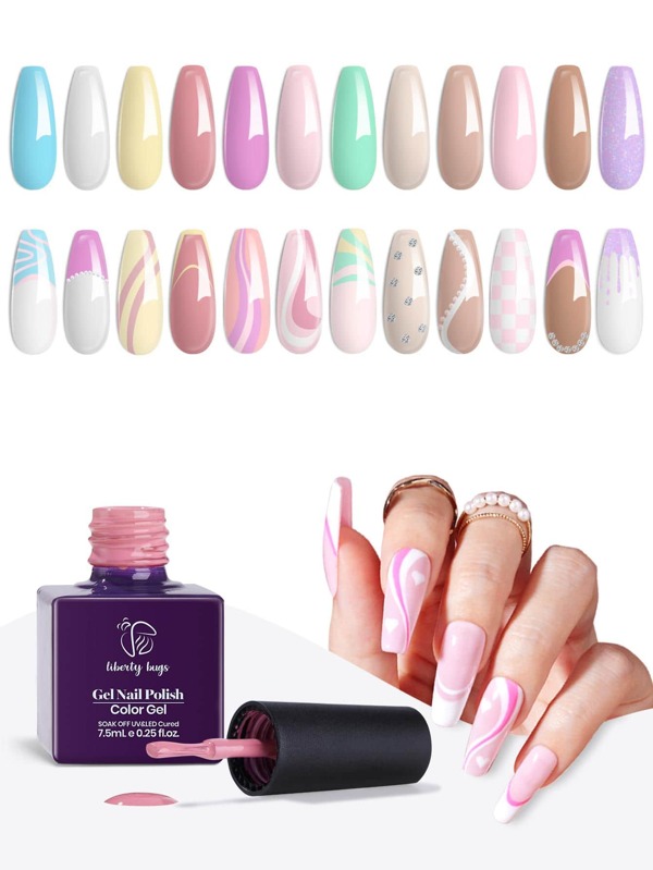 LIBERTY BUGS 12 Colors Gel Nail Polish Set Nude Transparent Jelly Gel