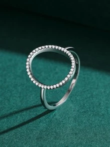 方晶鋯石裝飾戒指 - 銀色 - 查看 3