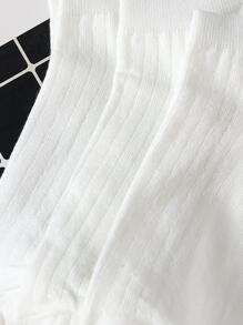 5雙中性素色休閒船襪適用於日常生活 - 白色 - 查看 5