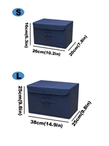 1 hộp đựng đồ vải lanh cao cấp chống thấm nước có thể gấp gọn, sắp xếp đồ đạc trên bàn làm việc và đồ gia dụng, đựng quần áo chống thấm nước và chống ẩm, không phai màu hoặc có mùi, nhiều kích cỡ và màu sắc có sẵn, khối đựng đồ bằng vải có dung tích lớn, thích hợp cho tủ quần áo, quần áo theo mùa, đồ chơi, v.v., thiết kế tiết kiệm không gian có tay cầm để dễ dàng mang theo - Màu xanh hải quân - Xem 2