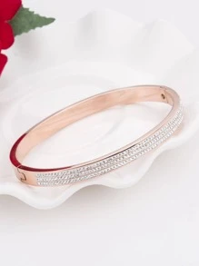 Cubic Zirconia Decor Bangle - Rose Gold - View 4