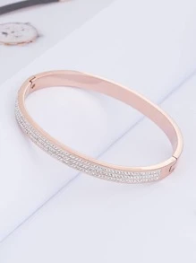 Cubic Zirconia Decor Bangle - Rose Gold - View 5