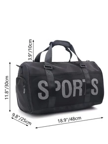 1pc Dry Wet Separation Letter Graphic Sports Training Bag Travel Bag - Black - View 3