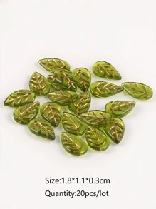 20 cái/bộ 18x11x3mm Séc Kính Lampwork Thiết Kế Lá Xanh DIY Đính Hạt Để Làm Đồ Trang Sức - màu xanh lá - Xem 3