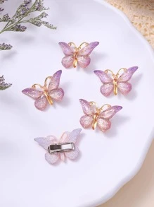 5pcs Girls Butterfly Decor Fashion Alligator Hair Clip For Hair Decoration