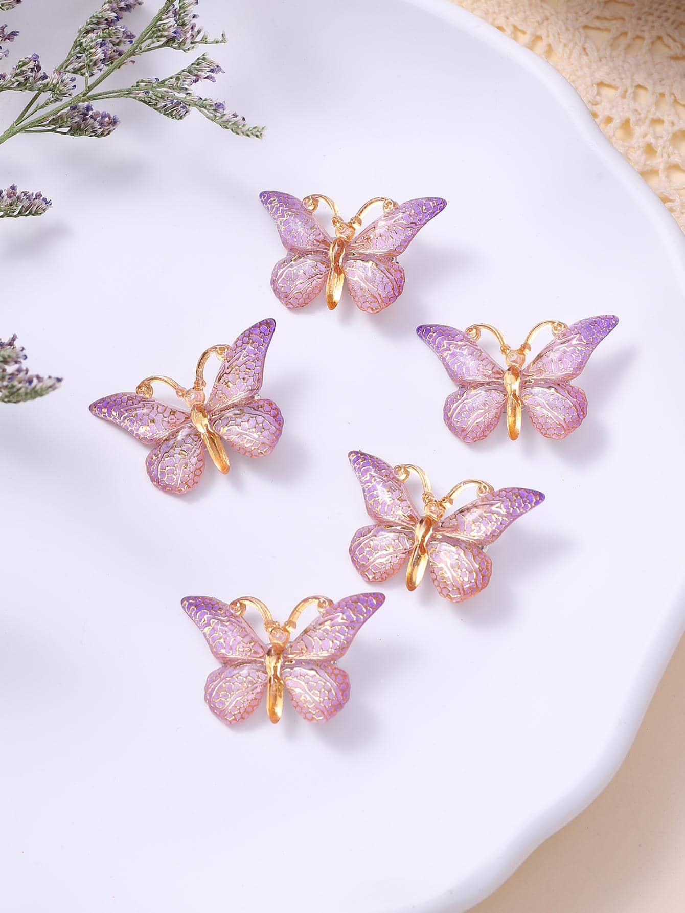 5pcs Girls Butterfly Decor Fashion Alligator Hair Clip For Hair Decoration
