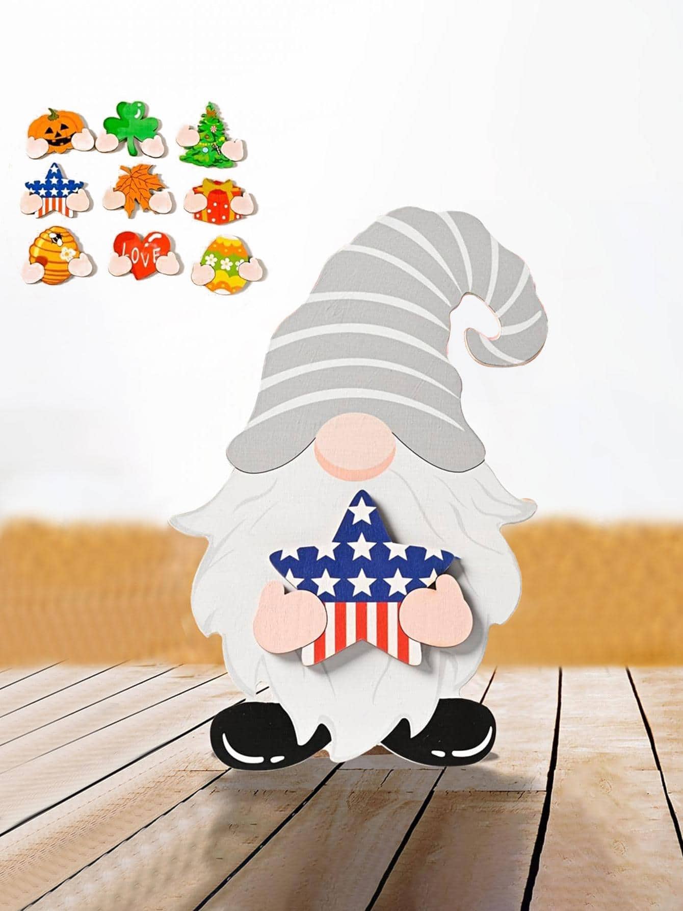 10入組/套卡通裝飾工藝品可愛木製裝飾品用於家居裝飾 - 彩色 - 查看 1