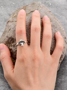 蘑菇裝飾戒指 - 復古銀色 - 查看 2