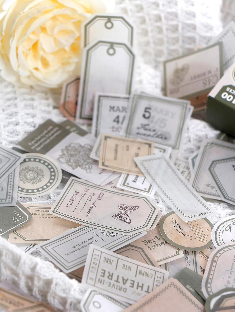 100入組混合圖案貼紙 - 綠色 - 查看 1