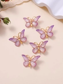 5pcs Girls Butterfly Decor Fashion Alligator Hair Clip For Hair Decoration