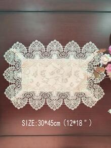 1pc Floral Embroidered Table Runner, Modern Polyester Table Runner For Home - Beige - View 9