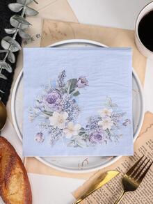 20入組紙質一次性餐巾紙，現代花卉印花家用一次性餐巾紙 - 彩色 - 查看 6