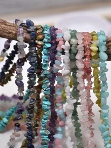 100 piezas de fragmentos naturales de cuentas de piedra de 3 a 6 mm, juego de 7 chakras, pulsera de cristal de gemas, pulsera de joyería hecha a mano, accesorios de joyería hechos a mano, collar de gemas naturales, pulsera, cadena de tobillo y cintura, accesorios para hacer