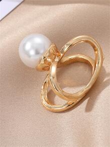 人造珍珠装饰围巾环 适合男士、女士、男孩和女孩的礼物配饰女士 - 金色 - 查看 3