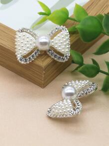 2 chiếc Nút hợp kim kẽm, Trang trí ngọc trai giả hiện đại Nút hình nơ cho gia đình - Nhiều màu - Xem 1