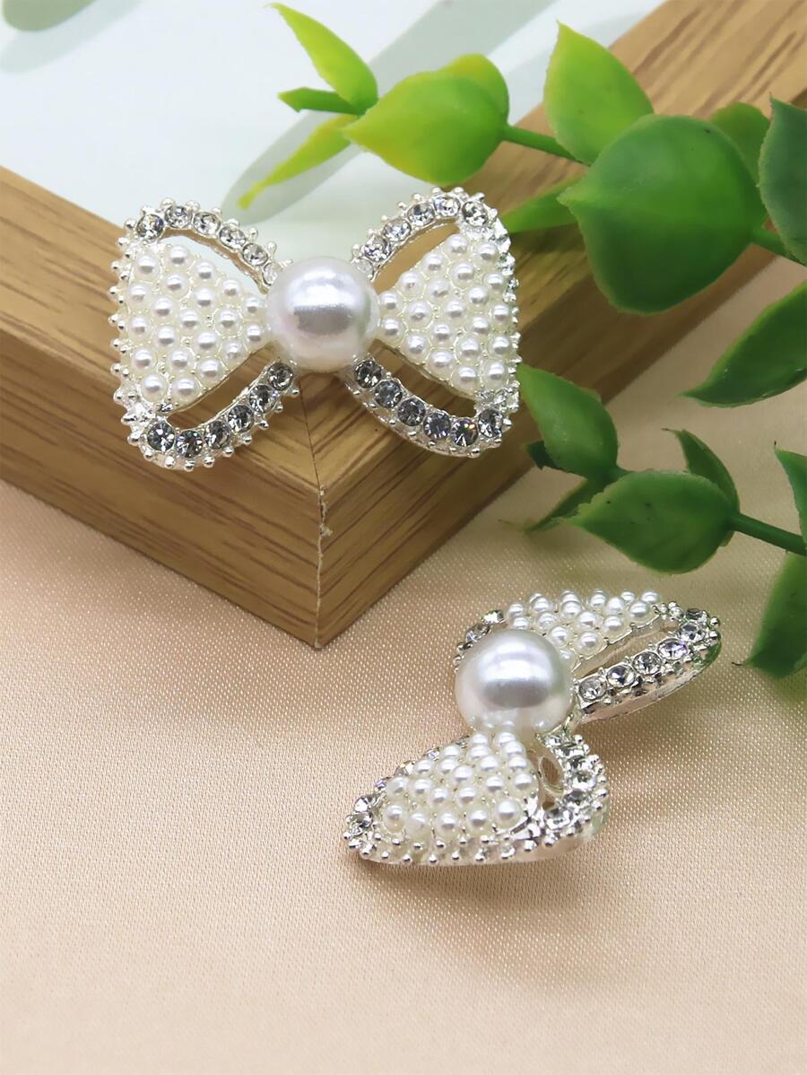 2 chiếc Nút hợp kim kẽm, Trang trí ngọc trai giả hiện đại Nút hình nơ cho gia đình - Nhiều màu - Xem 1