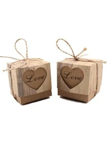 50pcs Paper Gift Box, Modern Heart & Letter Design Gift Box For Home - Multicolor - View 1