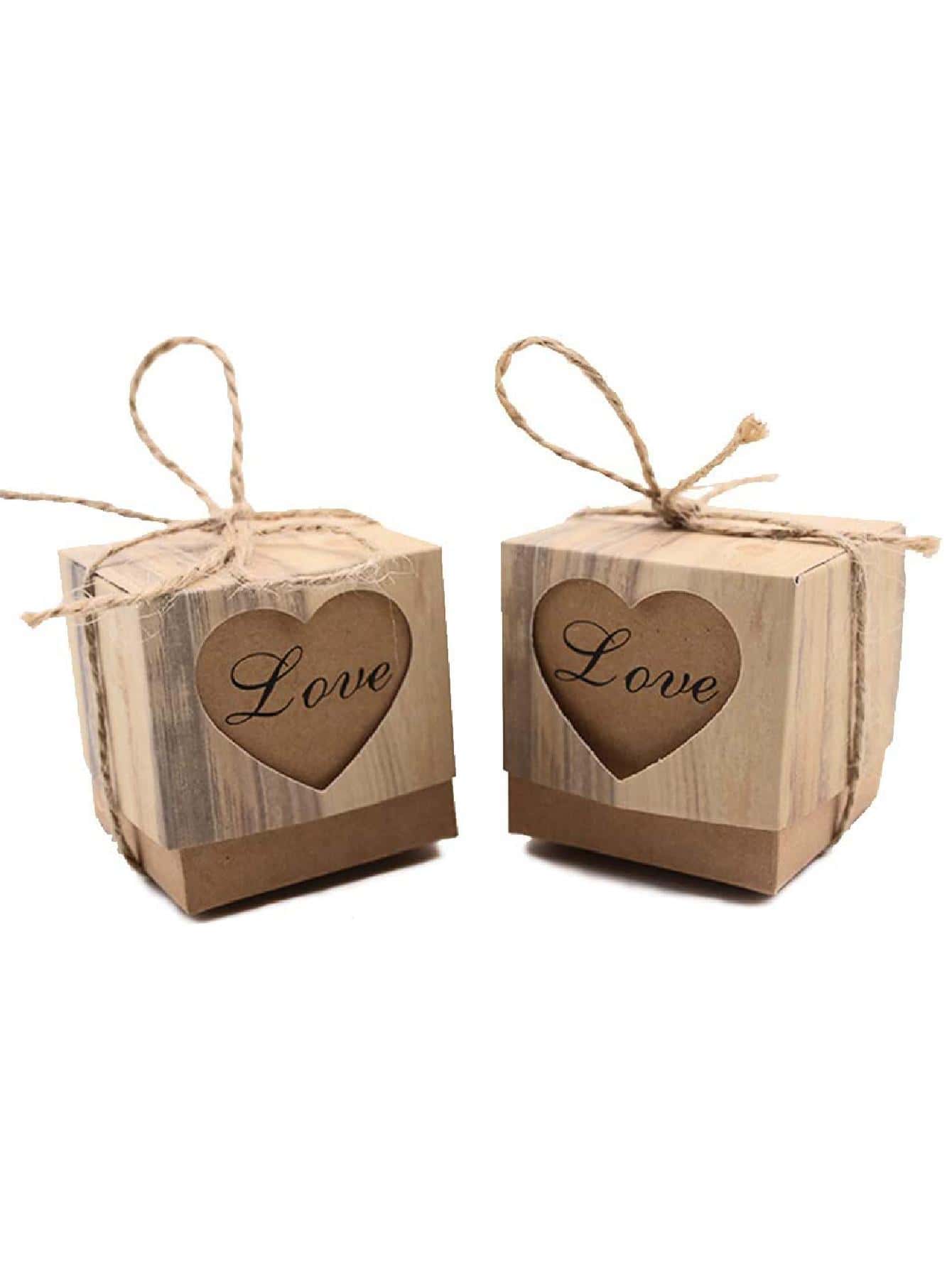 50pcs Paper Gift Box, Modern Heart & Letter Design Gift Box For Home - Multicolor - View 1