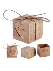 50pcs Paper Gift Box, Modern Heart & Letter Design Gift Box For Home - Multicolor - View 4