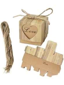 50pcs Paper Gift Box, Modern Heart & Letter Design Gift Box For Home - Multicolor - View 7