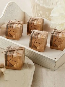 50pcs Paper Gift Box, Modern Heart & Letter Design Gift Box For Home - Multicolor - View 2