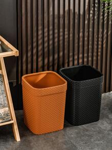 1入組塑料垃圾桶，家用簡約素色垃圾桶 - 橘色 - 查看 3