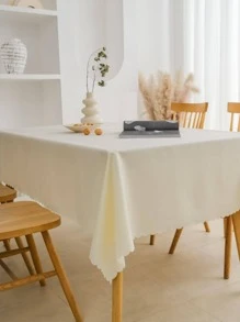 1入組素色極簡織物桌布 - 米色 - 查看 1
