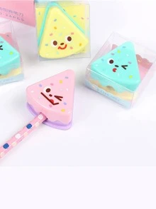 1pc Cartoon Triangle Pencil Sharpener - Pink - View 6