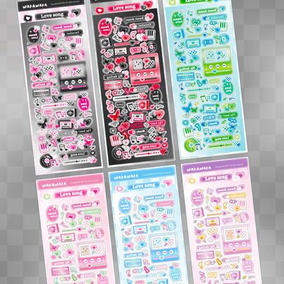 6 gói Hình dán đồ họa Nốt nhạc, Hình dán ghi chú bằng giấy màu đen, DIY