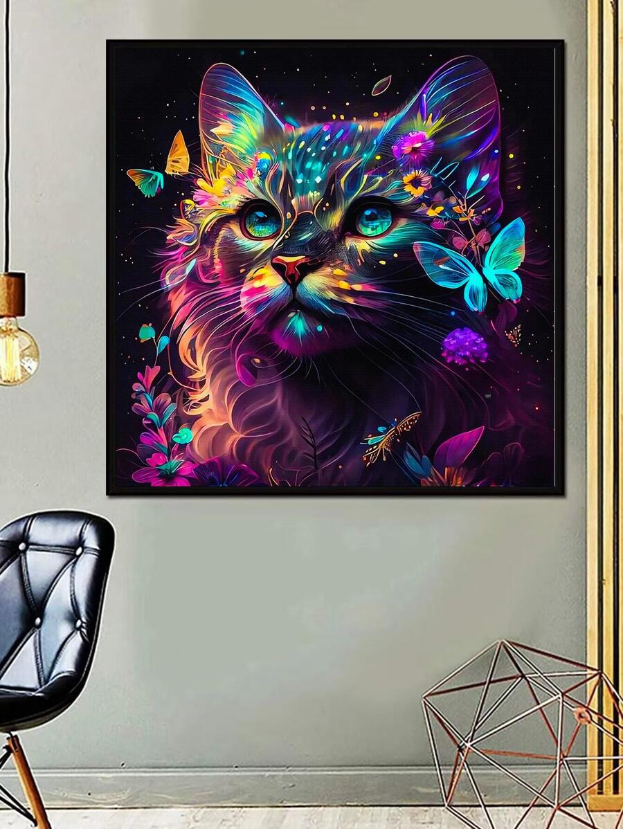 1set PMMA DIY Diamond Painting Without Frame, Butterfly & Cat Pattern DIY Diamond Unframed Painting For Home Decor, Gift