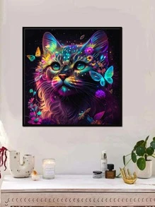 1set PMMA DIY Diamond Painting Without Frame, Butterfly & Cat Pattern DIY Diamond Unframed Painting For Home Decor, Gift
