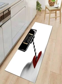 1pc Lip & Perfume Print Kitchen Rug, Modern Polyester Kitchen Mat For Kitchen - Multicolor - View 1