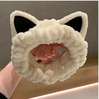 1入组貓耳細節浴室頭帶，卡通可愛亞克力面部化妝頭帶，