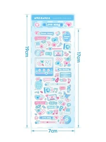 6入组音符圖案貼紙，黑色紙質手賬貼紙，DIY