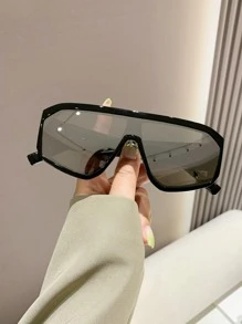 1pair Women One-Piece Fashionable Sunglasses For Outdoor Travel Street Sunglasses Beach Sun Glasses Beach Accessories For Women Sun Glasses Sunglasses Shades Basics And Suit For Sweater Jeans Sweatpants Hoodie Jackets Dress And Long Sleeve Shirt Fashionable Shade Elegant Outfit Family Outings Travel Vacation Holiday For Summer Beach Vacation,Outdoor,Travel - Silver - View 1