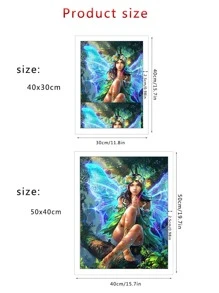 1套ABS DIY鑽石畫無框，仙女圖案DIY鑽石無框畫家居裝飾，禮品 - 彩色 - 查看 3