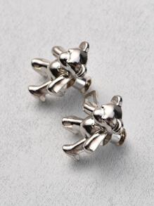 2 nút thiết kế hình gấu hoạt hình, nút quần có thể tháo rời bằng hợp kim kẽm sáng tạo màu bạc - Bạc - Xem 1