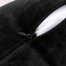 1pc Solid Cushion Cover Without Filler - Black - View 2