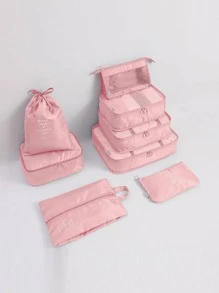 8 Cái/bộ Túi Đựng Đồ Du Lịch Với Nhiều Kích Cỡ Khác Nhau, Dụng Cụ Sắp Xếp Vali Di Động, Phụ Kiện Du Lịch Tiện Lợi Cho Quần Áo, Giày Dép, Sắp Xếp Đồ Lót - Hồng - Xem 2