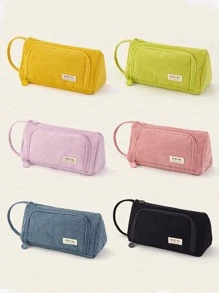 1 pieza Bolsa de papelería para la escuela secundaria y la oficina unicolor lápiz moderno con diseño de parche de letra multicapas - Púrpura malva - Ver 2