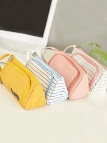 1 pieza Bolsa de papelería para la escuela secundaria y la oficina unicolor lápiz moderno con diseño de parche de letra multicapas - Púrpura malva - Ver 4