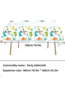 Khủng long Cartoon In Dùng một lần Buổi tiệc Khăn trải bàn - Nhiều màu - Xem 3