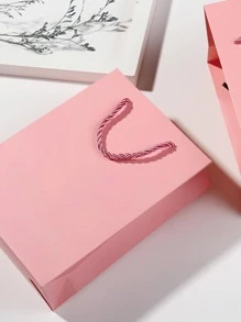 10入組紙禮品簡約風素色多用途禮品包裝袋適合派對禮品包裝 - 粉色 - 查看 1