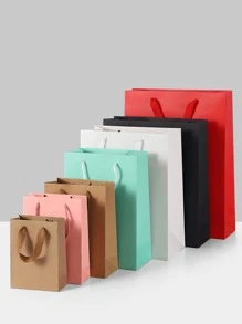 10入組紙禮品簡約風素色多用途禮品包裝袋適合派對禮品包裝 - 粉色 - 查看 5