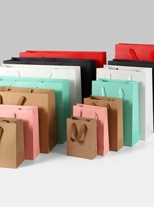 10入組紙禮品簡約風素色多用途禮品包裝袋適合派對禮品包裝 - 粉色 - 查看 4