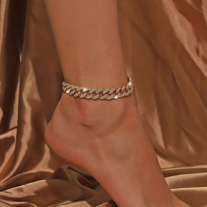 Rhinestone Decor Anklet